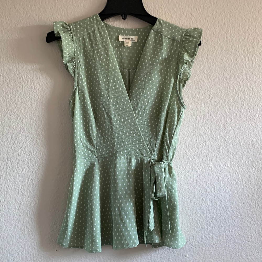 Green and white top
